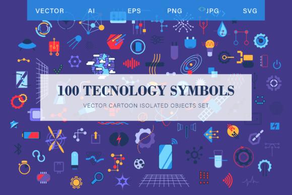 Abstract Technological Set for Decorative Graphics