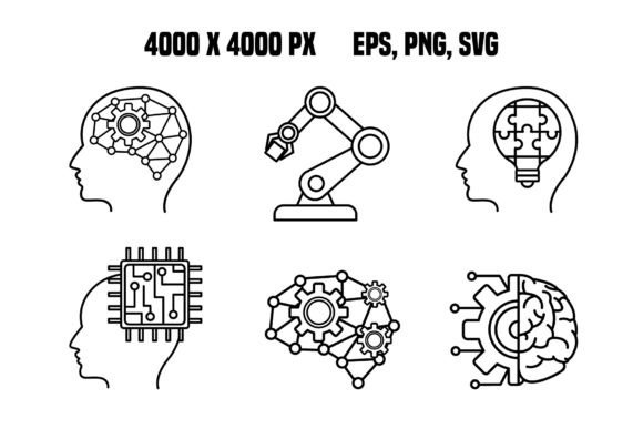 Artificial Intelligence Icons Set: Premium Graphics for Digital Sellers