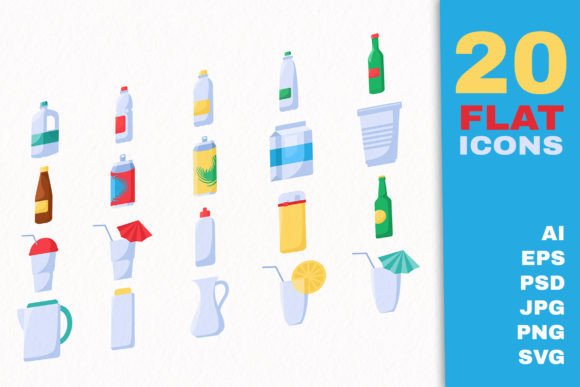 Drink Container Icons Set Review for Embroidery Projects