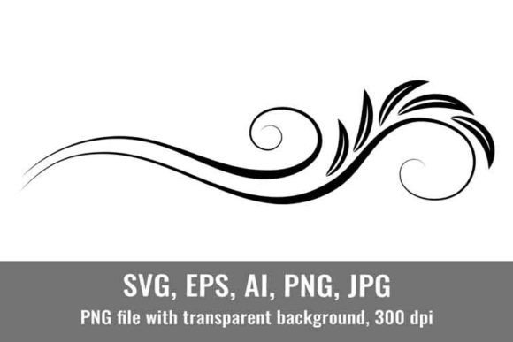 Floral Ornament with Leaves and Lines Graphics