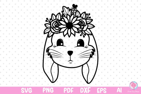 Flowers Bunny Svg for Embroidery Projects