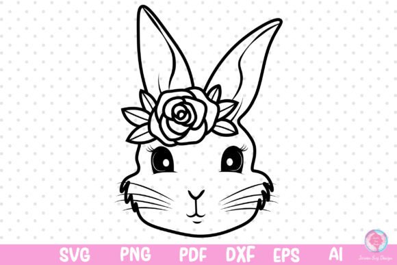 Flowers Bunny Svg for Print Templates and Graphics