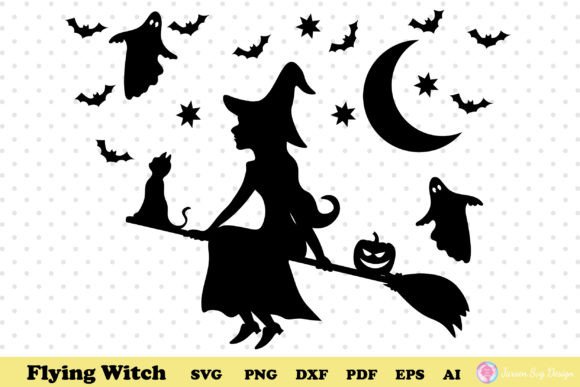 Flying Witch Svg, Halloween Svg: A Graphics & Print Templates Review