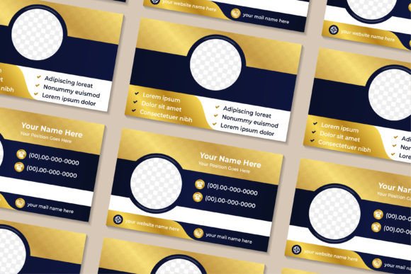 Luxury Blue Gold Business Card for Graphics and Print Templates