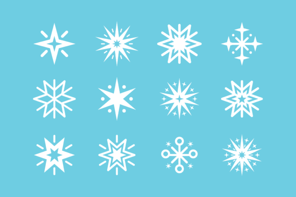Snowflake and Star Shapes Clip Art Set for Graphics