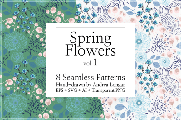 Spring Vector Flower Patterns 1 Graphics Review