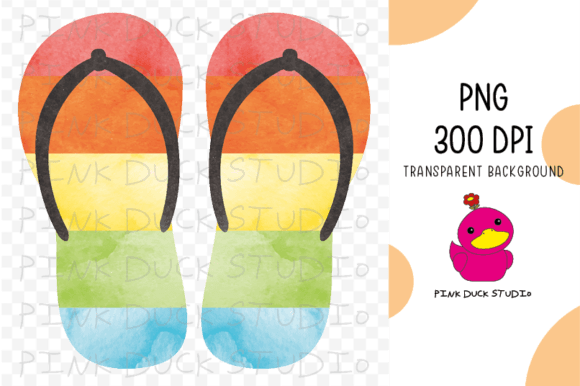 Watercolor Flip Flops Summer Beach Sand Graphics for Crafts