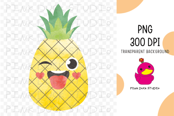 Watercolor Pineapple Summer Fruit Cute Graphics for Crafts