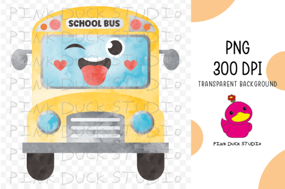 Watercolor School Bus Transportation Graphics for Crafts