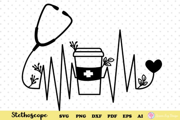 Wildflower Svg, Stethoscope SVg Heart for Graphics and Print Templates